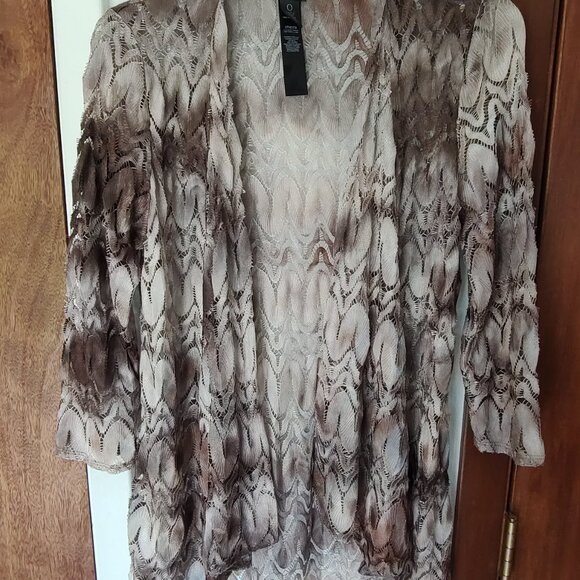 Chico's Travelers Collection sz 0- S/4 open front flame stitch jacket 3/4 sleeve - Picture 1 of 10